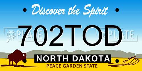 702TOD North Dakota License Plate