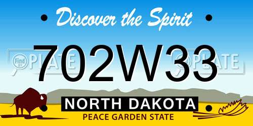 702W33 North Dakota License Plate