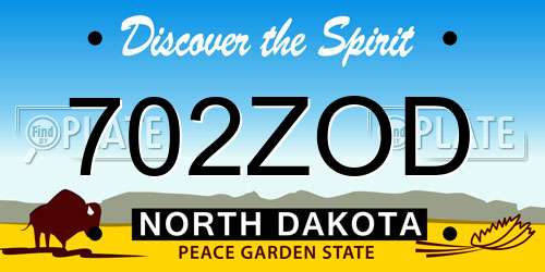 702ZOD North Dakota License Plate