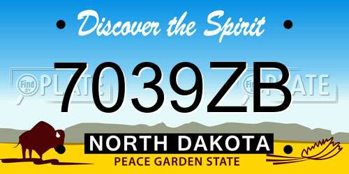 7039ZB North Dakota License Plate
