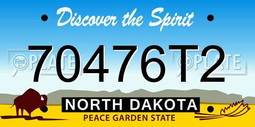 70476T2 North Dakota License Plate