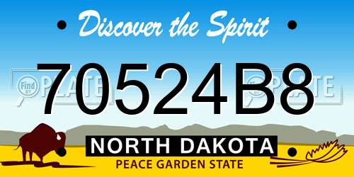 70524B8 North Dakota License Plate