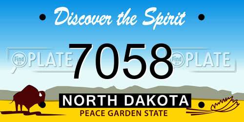 7058 North Dakota License Plate