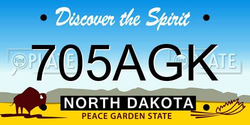 705AGK North Dakota License Plate