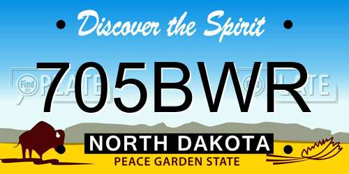 705BWR North Dakota License Plate