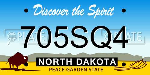 705SQ4 North Dakota License Plate