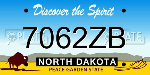 7062ZB North Dakota License Plate