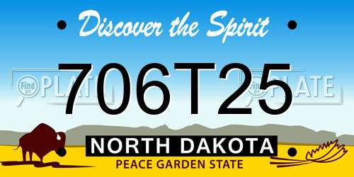 706T25 North Dakota License Plate