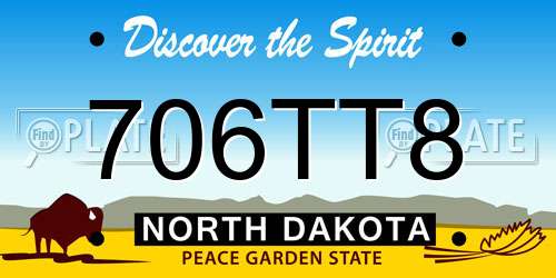 706TT8 North Dakota License Plate