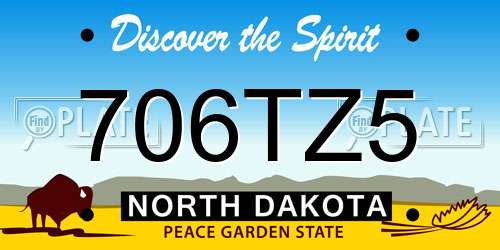 706TZ5 North Dakota License Plate