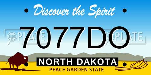 7077DO North Dakota License Plate