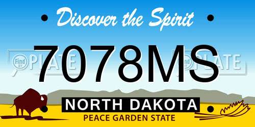 7078MS North Dakota License Plate