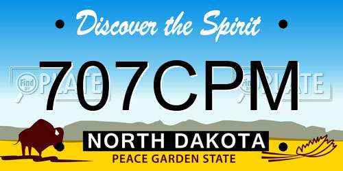 707CPM North Dakota License Plate