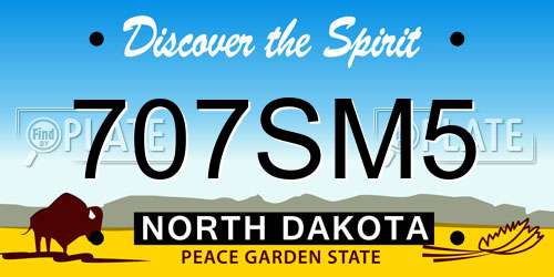 707SM5 North Dakota License Plate