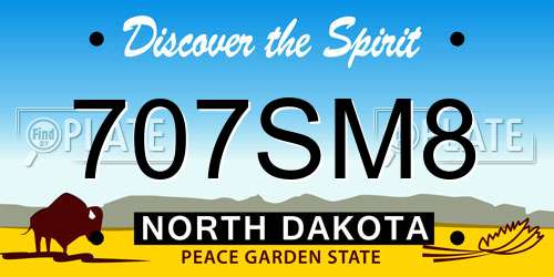 707SM8 North Dakota License Plate