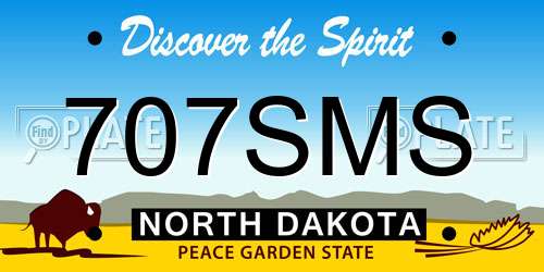 707SMS North Dakota License Plate