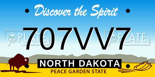 707VV7 North Dakota License Plate