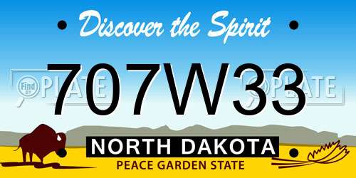 707W33 North Dakota License Plate