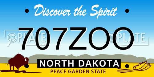 707ZOO North Dakota License Plate