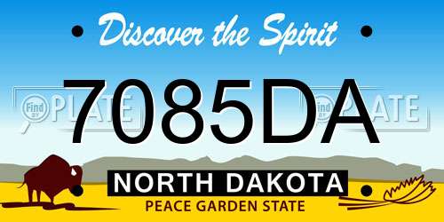 7085DA North Dakota License Plate