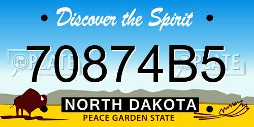 70874B5 North Dakota License Plate
