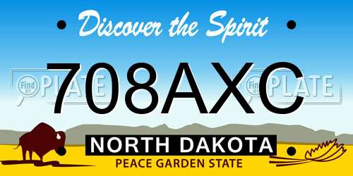 708AXC North Dakota License Plate