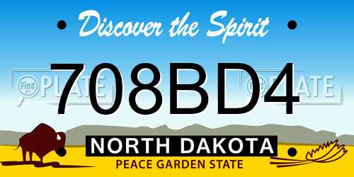 708BD4 North Dakota License Plate