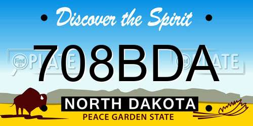 708BDA North Dakota License Plate