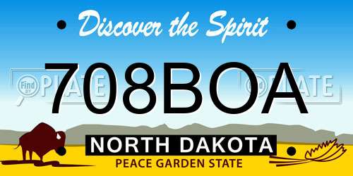 708BOA North Dakota License Plate