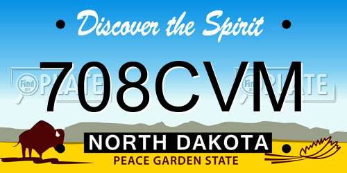 708CVM North Dakota License Plate