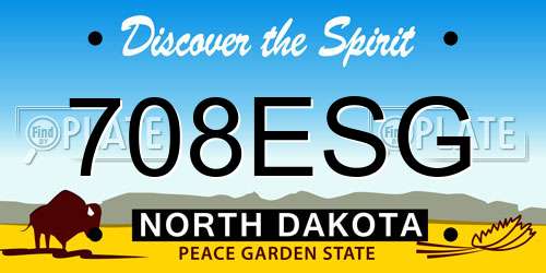 708ESG North Dakota License Plate