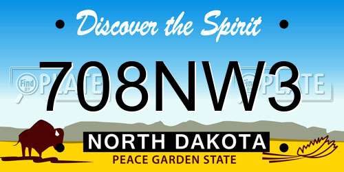 708NW3 North Dakota License Plate