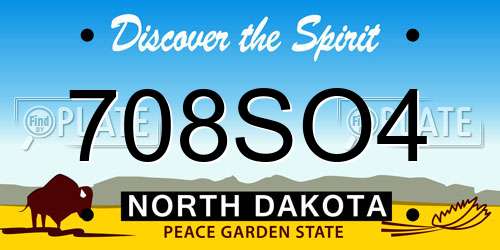 708SO4 North Dakota License Plate