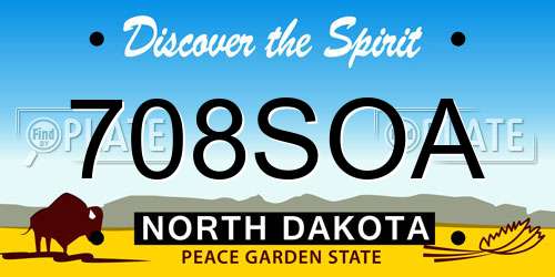 708SOA North Dakota License Plate