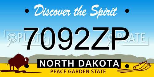 7092ZP North Dakota License Plate