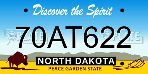 70AT622 North Dakota License Plate