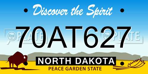 70AT627 North Dakota License Plate