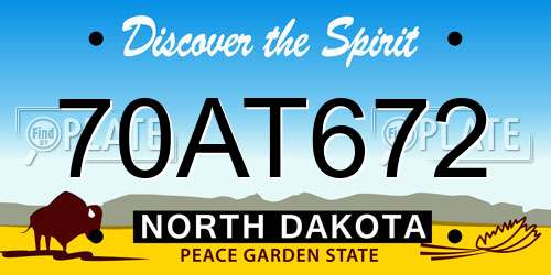 70AT672 North Dakota License Plate