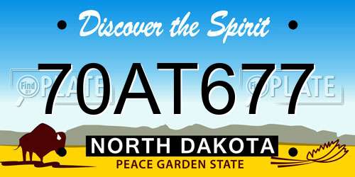 70AT677 North Dakota License Plate