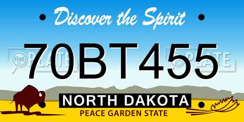 70BT455 North Dakota License Plate