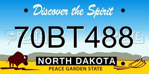 70BT488 North Dakota License Plate