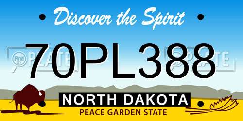 70PL388 North Dakota License Plate