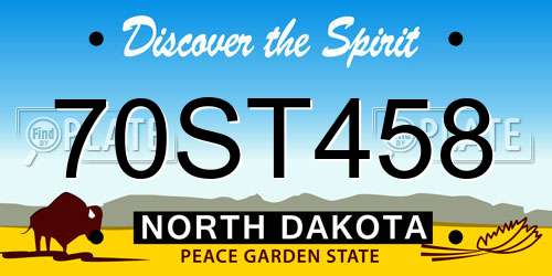 70ST458 North Dakota License Plate