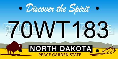 70WT183 North Dakota License Plate