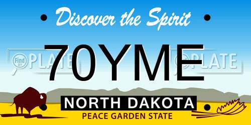 70YME North Dakota License Plate