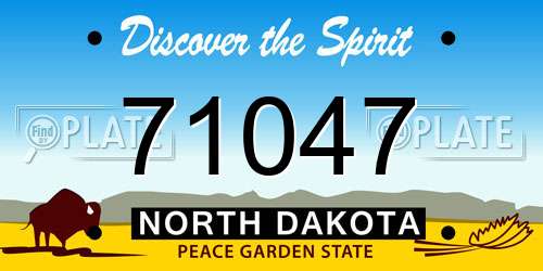 71047 North Dakota License Plate