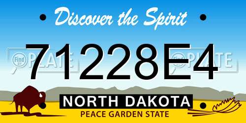 71228E4 North Dakota License Plate