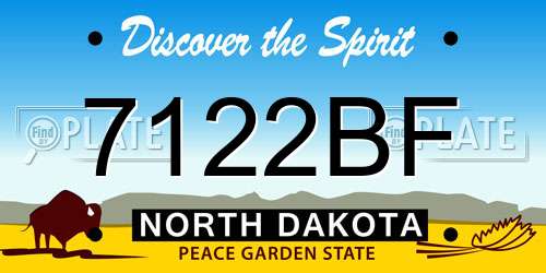 7122BF North Dakota License Plate