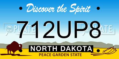 712UP8 North Dakota License Plate