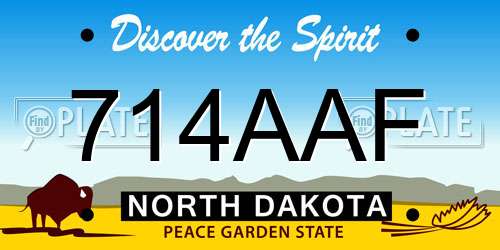 714AAF North Dakota License Plate